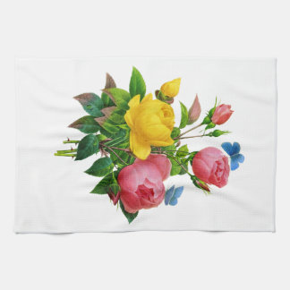 Rosa und Gelbe Rose Bouquet von Redoute Handtuch