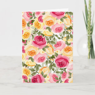 Rosa und Gelbe Rosen Bauernhof Shabby Chic Flora Karte