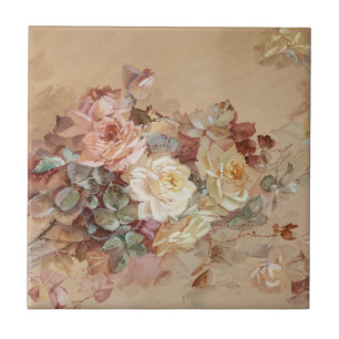 Rosa und Gelbe Rosen - Franz Bischoff Fliese