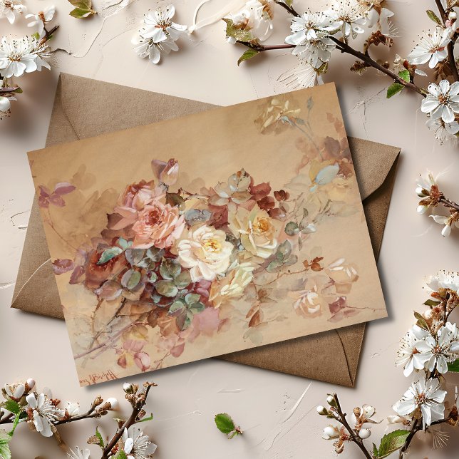 Rosa und Gelbe Rosen - Franz Bischoff Postkarte (Von Creator hochgeladen)