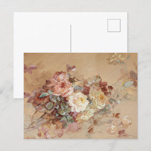 Rosa und Gelbe Rosen - Franz Bischoff Postkarte