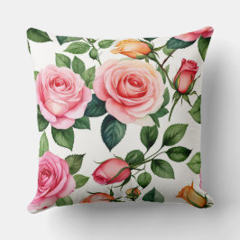 Rosa und Gelbe Rosen Kissen