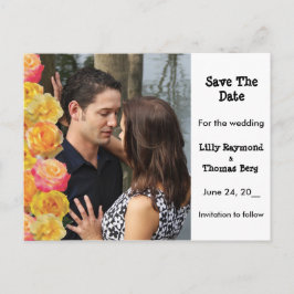 Rosa und Gelbe Rosen Save the Date Ankündigungspostkarte