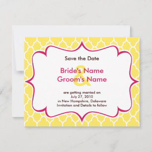 Rosa und gelbe Schleife Save the Date Einladungen