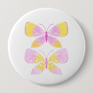 Rosa und gelbe Schmetterlinge Button