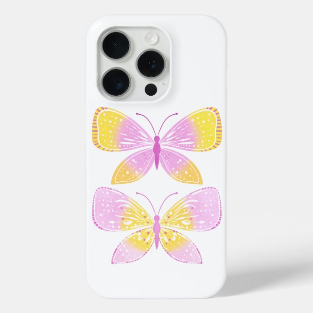 Rosa und gelbe Schmetterlinge Case-Mate iPhone Hülle (Rückseite)