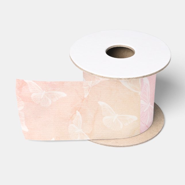 Rosa und gelbe Schmetterlinge Satin Ribbon Satinband (Spule)