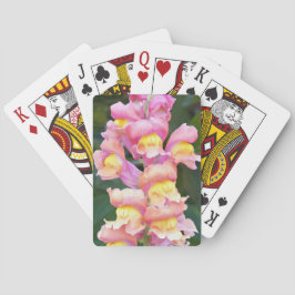 Rosa und gelbe Schnappdrache, floral Spielkarten