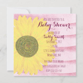 Rosa und gelbe Sonnenblume Kinderdusche Einladung