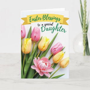 Rosa und gelbe Tulpen Frühling Karte
