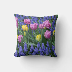 Rosa und gelbe Tulpen Kissen