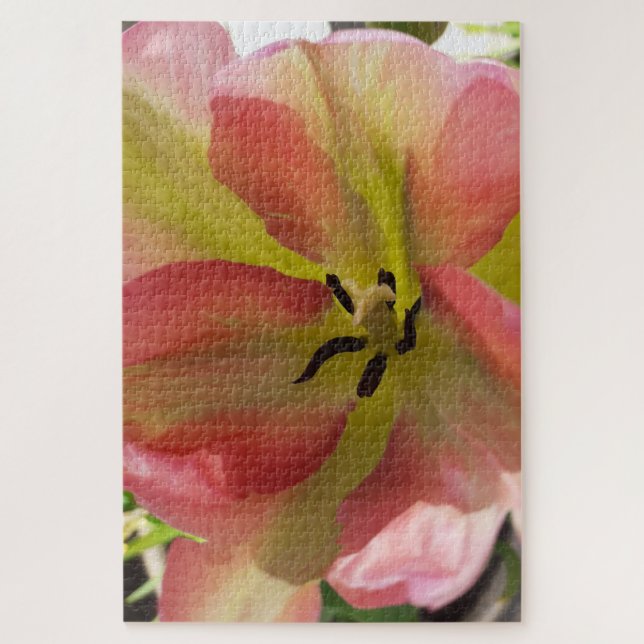 Rosa und gelbe Tulpen Puzzle (Vertikal)