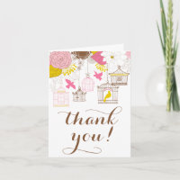 Rosa und gelbe Vogelkäfige Frühlingsflorales Danke