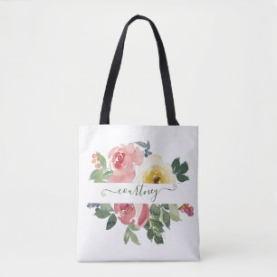 Rosa und gelbe Wasserfarbe floral personalisiert