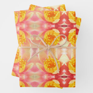 Rosa und Gelbe Wasserlilie - Blütendarm Geschenkpapier Set