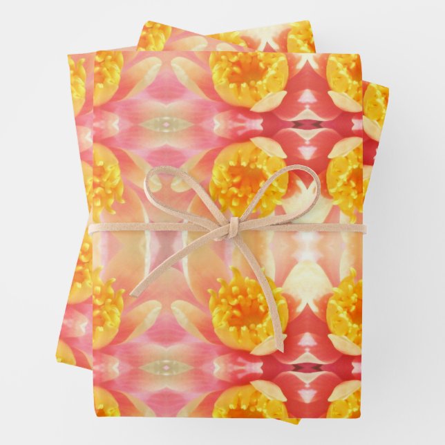 Rosa und Gelbe Wasserlilie - Blütendarm Geschenkpapier Set (Beispiel)