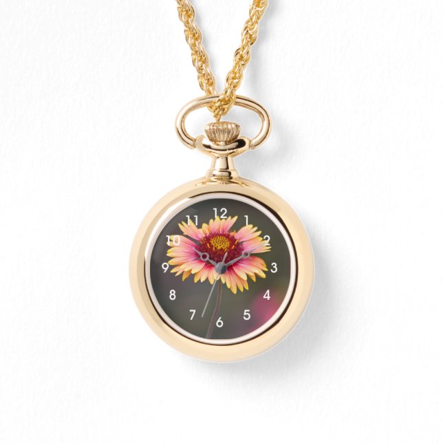 Rosa und Gelbe Wüste Armbanduhr (Vorderseite)