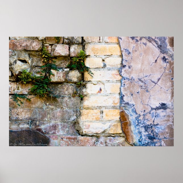 Rosa und gelbe Ziegelwand HDR Poster (Vorne)