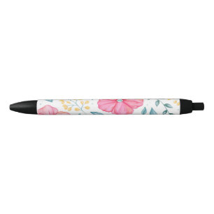 Rosa und gelber Blumen-Wasserfarbstift Kugelschreiber
