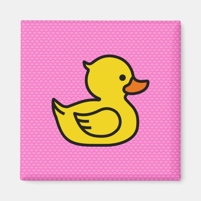 Rosa und gelber Gummi Ducky Magnet (Vorne)