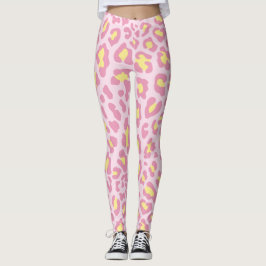 Rosa und gelber Leopard Leggings