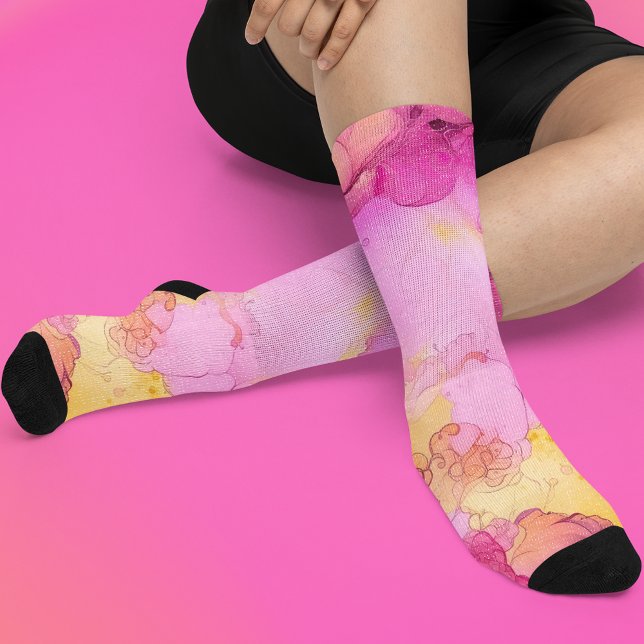 Rosa und gelber Marmor Socken (Von Creator hochgeladen)