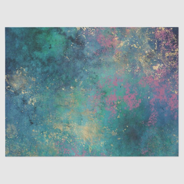 Rosa und gelber Spritzer im Grünen Seidenpapier (Vorderseite)