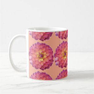 Rosa und gelbes Dahlienmuster Kaffeetasse