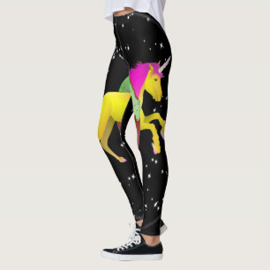 Rosa und gelbes Einhorn, das durch eine Doughnut h Leggings