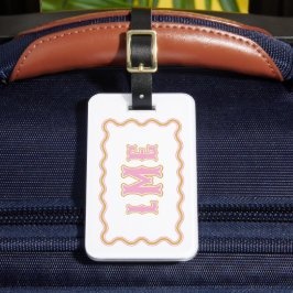 Rosa und gelbes maßgeschneidertes Monogramm mit Mu Gepäckanhänger