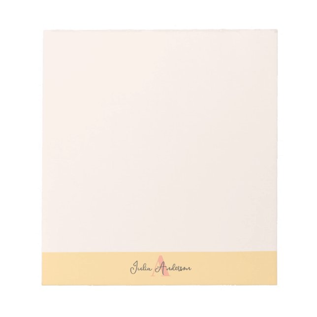 Rosa und Gelbes Monogramm-Notizbuch Notizblock (Vorderseite)