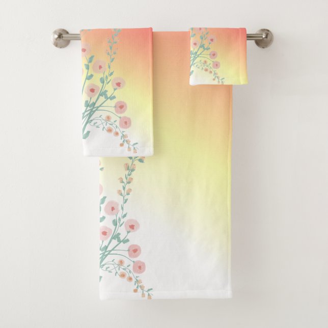 Rosa und gelbes Ombre Badhandtuch Set (Insitu)