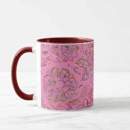 Rosa und gezeichnete Blume Tasse