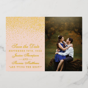 Rosa und Glam Confetti Foto Save the Date Folieneinladung