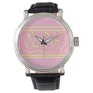 Rosa und glatte Creme Armbanduhr