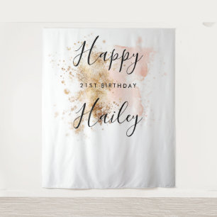 Rosa und Gold 21. Geburtstag Foto Stand Hintergrun Wandteppich
