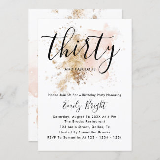 Rosa und Gold 30. Geburtstag Einladung