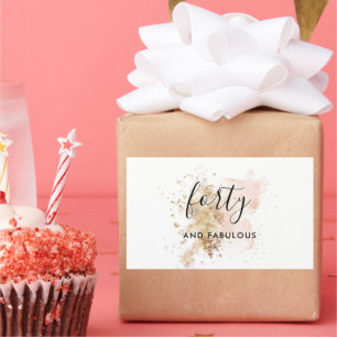 Rosa und Gold 40. Geburtstag Rechteckiger Aufkleber