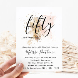 Rosa und Gold 50. Geburtstag Einladungen