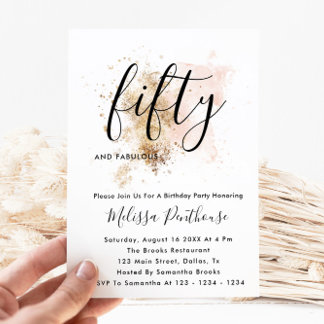 Rosa und Gold 50. Geburtstag Einladungen