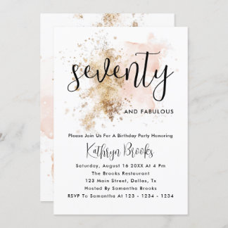 Rosa und Gold 70. Geburtstag Einladungen
