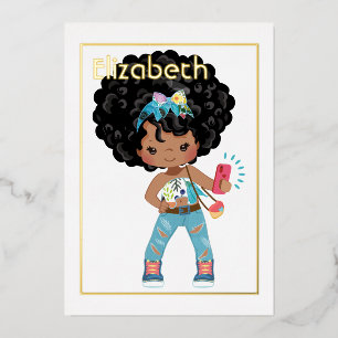 Rosa und Gold Afrikanische Selfie Geburtstag Folieneinladung