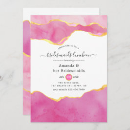 Rosa und Gold Agate Bridesmaids Luncheon Einladung