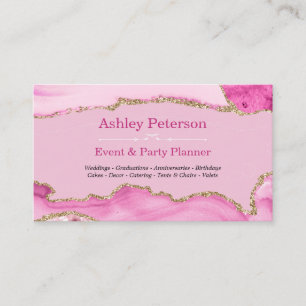 Rosa und Gold Agate Imitats Glitzer Business Card Visitenkarte
