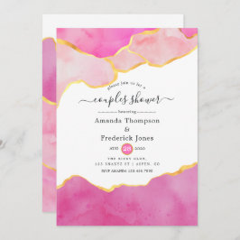 Rosa und Gold Agate Paare Dusche Einladung