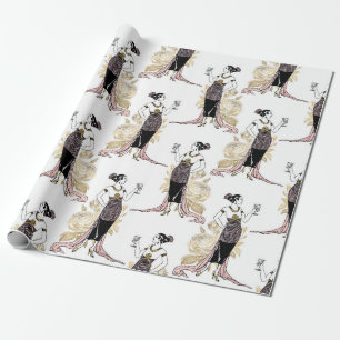 Rosa und Gold Art Deco Geschenkpapier