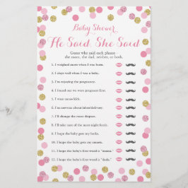 Rosa und Gold Baby Dusche sagte er sagte, sie spie