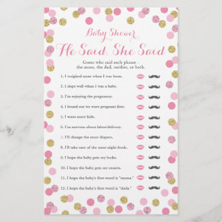 Rosa und Gold Baby Dusche sagte er sagte, sie spie