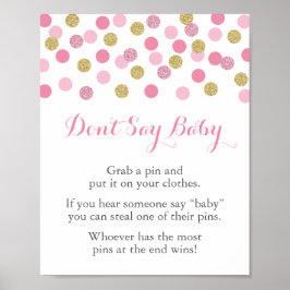 Rosa und Gold Baby Dusche Say Baby Game Sign Poster