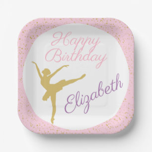 Rosa und Gold Ballerina Geburtstag Pappteller